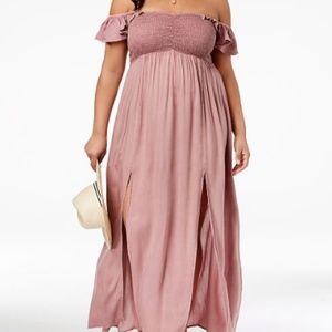 Raviya Plus Size Off-The-Shoulder Maxi Cover-Up